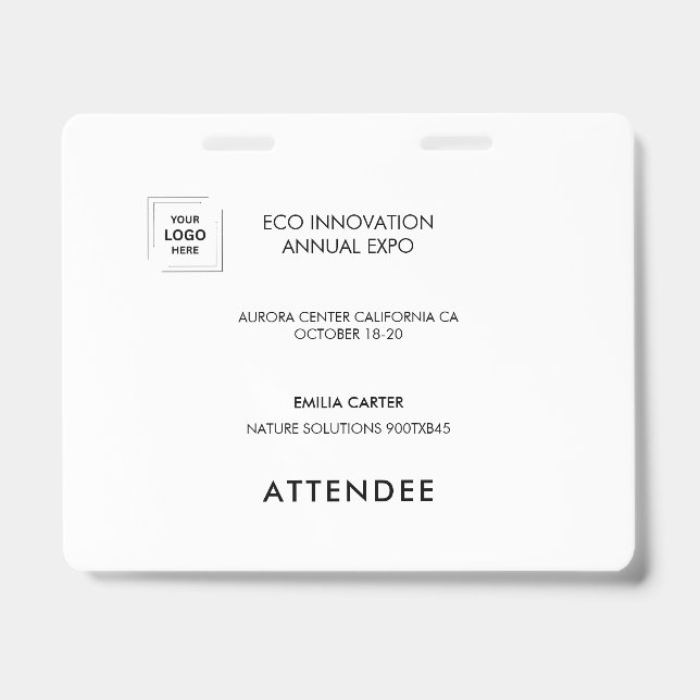 Exhibitor Event Access Identity Design ID Badge (Front)