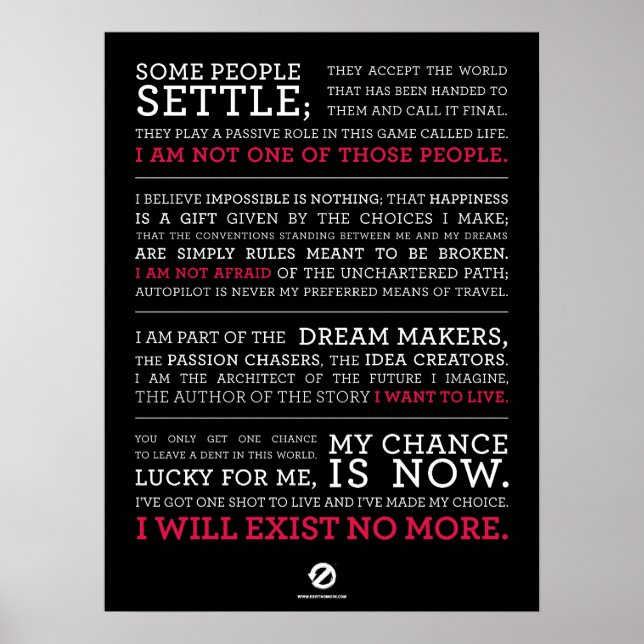 Exist No More Manifesto Poster Large Blk (Front)