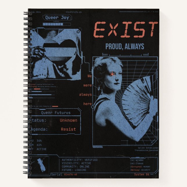 Exist Pride LGBTQ+ Modern Brutalist Notebook (Front)
