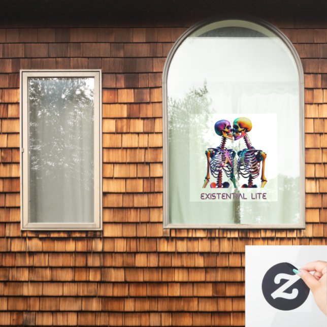 EXISTENTIAL LITE Kissing Skeletons Transparent (Home Window)