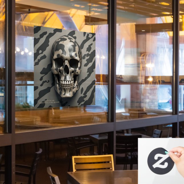 EXISTENTIAL LITE Memento Mori Camo Skull  (Restaurant Window)