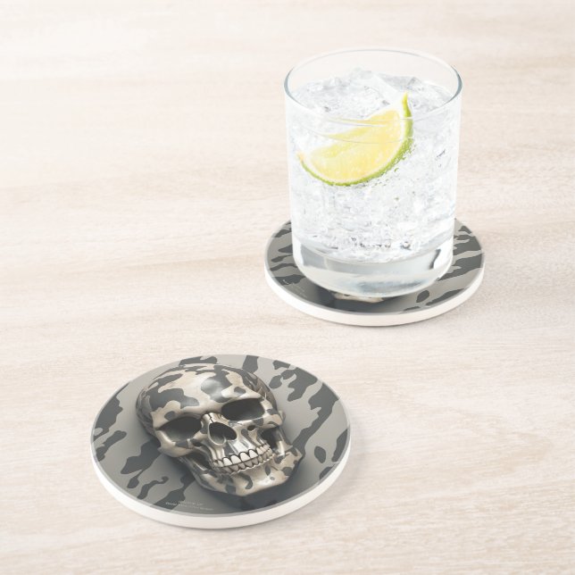 EXISTENTIAL LITE Memento Mori Camo Skull Coaster (Side)