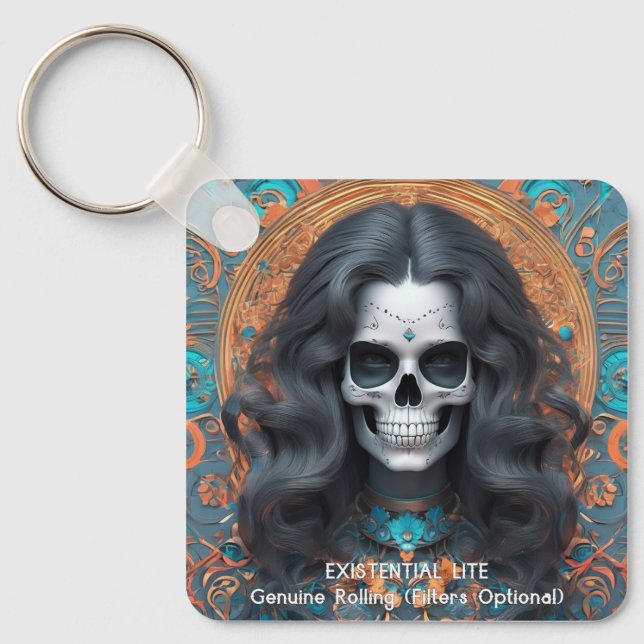 EXISTENTIAL LITE Memento Mori Femme Skull Key Ring (Front)