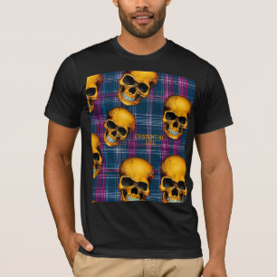 EXISTENTIAL LITE Skulls On Tartan 1a T-Shirt