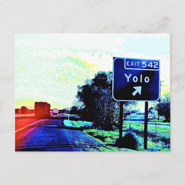 Exit 542 Yolo California Postcard (Front)