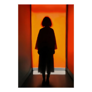 Exit in Orange – Bold Silhouette Wall Art