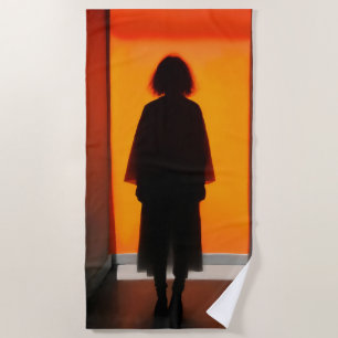 Exit in Orange – Bold Silhouette Wall Art Beach Towel