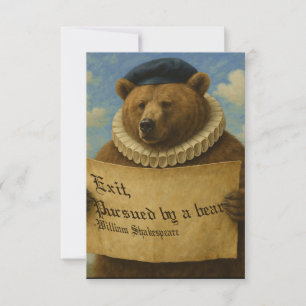 Exit, pursued by a bear Shakespeare quote bear Thank You Card
