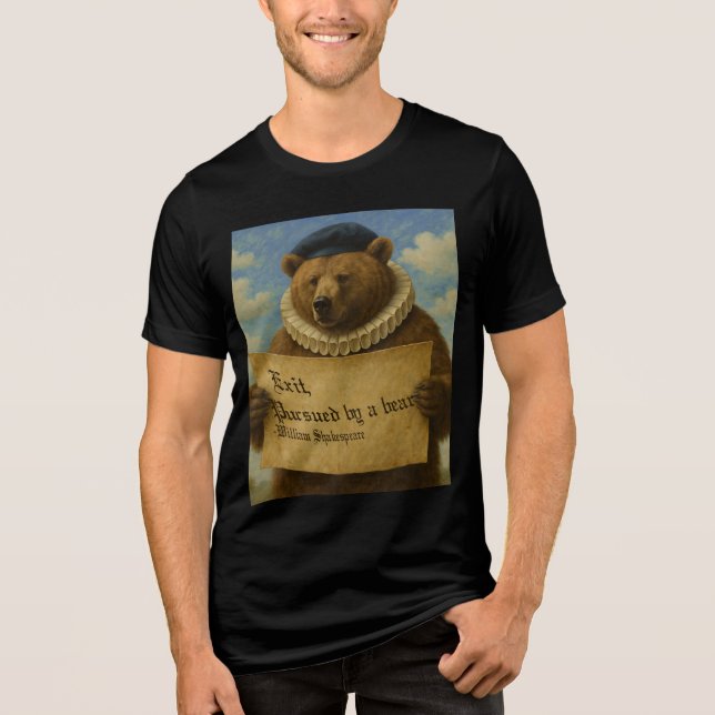 Exit, pursued by a bear Shakespeare quote bear Tri-Blend Shirt (Front)