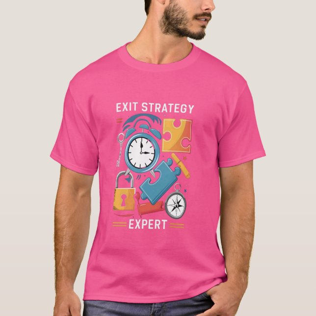 Exit Strategy Expert Exit Game Escape Room T-Shirt (Front)