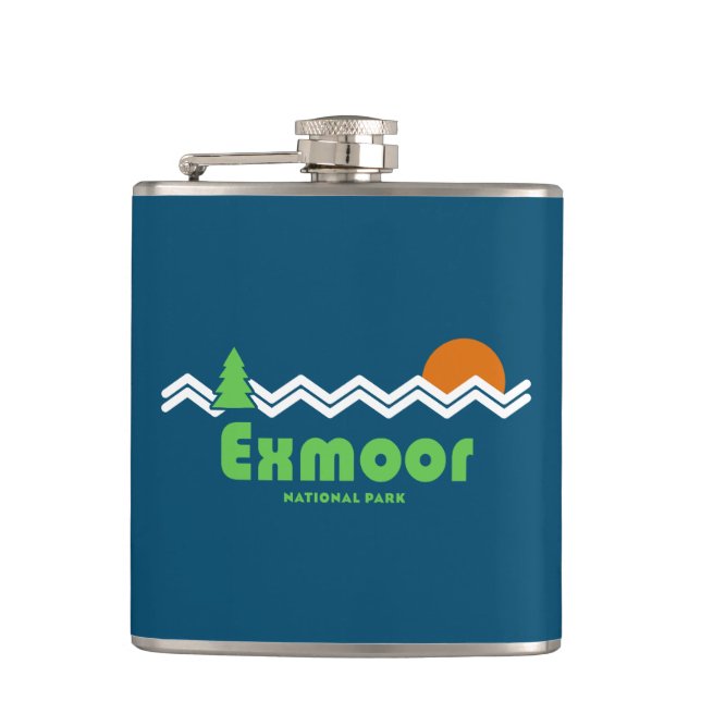 Exmoor National Park Retro Hip Flask (Front)