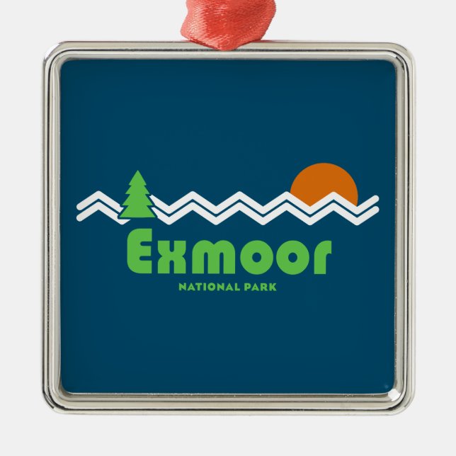 Exmoor National Park Retro Metal Tree Decoration (Front)