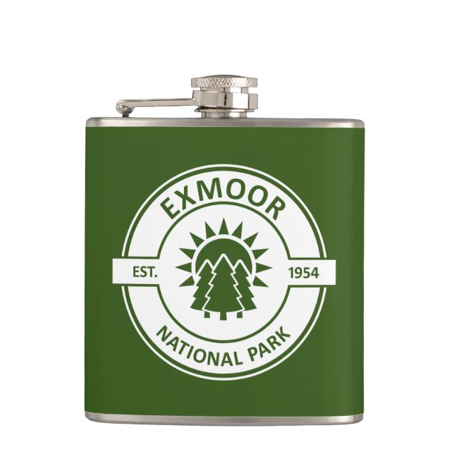 Exmoor National Park Sun Trees Hip Flask (Front)