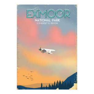 Exmoor National park vintage style travel poster