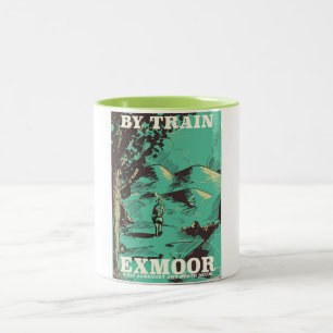 Exmoor National Park vintage travel poster Two-Tone Coffee Mug