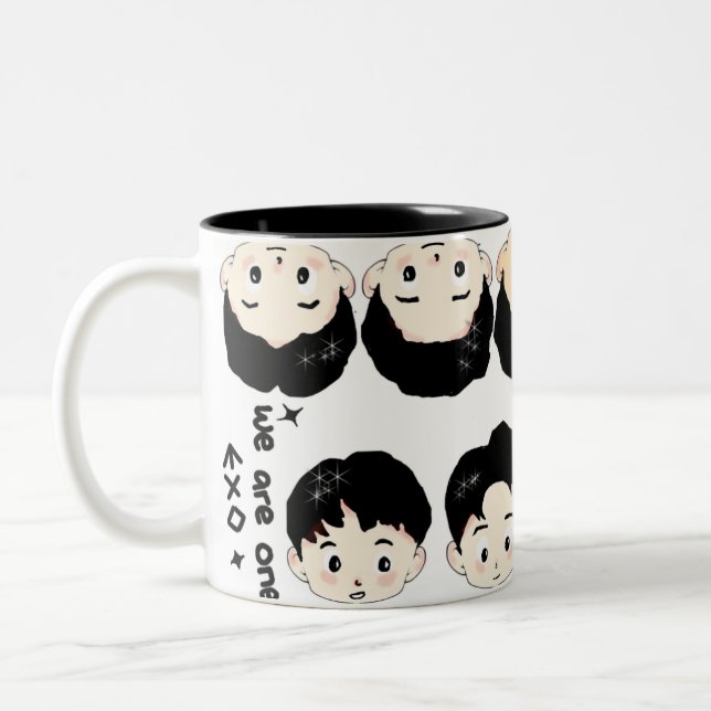 Exo cartoon cute design  Two-Tone coffee mug (Left)