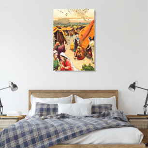 Exodus 16 God Sends Quail and Manna Canvas Print
