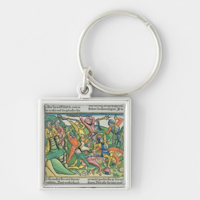 Exodus 17 8-15 Aaron and Hur support Moses' hands Key Ring (Front)