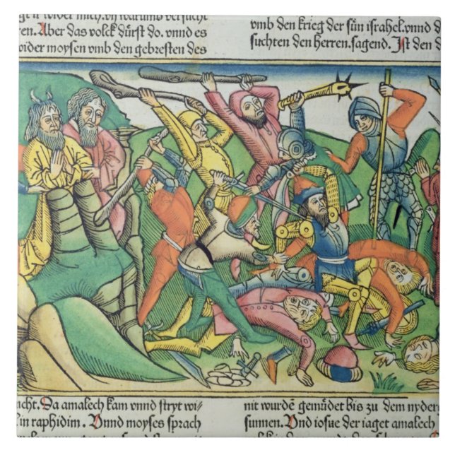 Exodus 17 8-15 Aaron and Hur support Moses' hands Tile (Front)