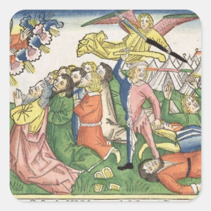 Exodus 32 15-23 Moses breaking the stone tablets, Square Sticker
