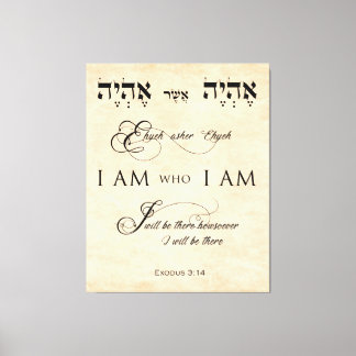 Exodus 3 verse 14 I AM who I AM Parchment Effect Canvas Print