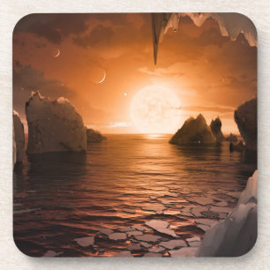 Exoplanet Trappist-1f From Its Icy Night Side. Coaster