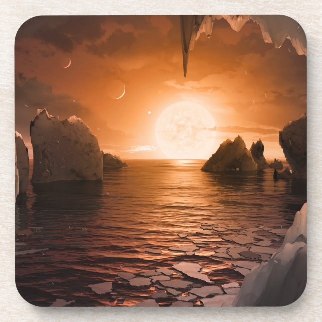 Exoplanet Trappist-1f From Its Icy Night Side. Coaster (Front)