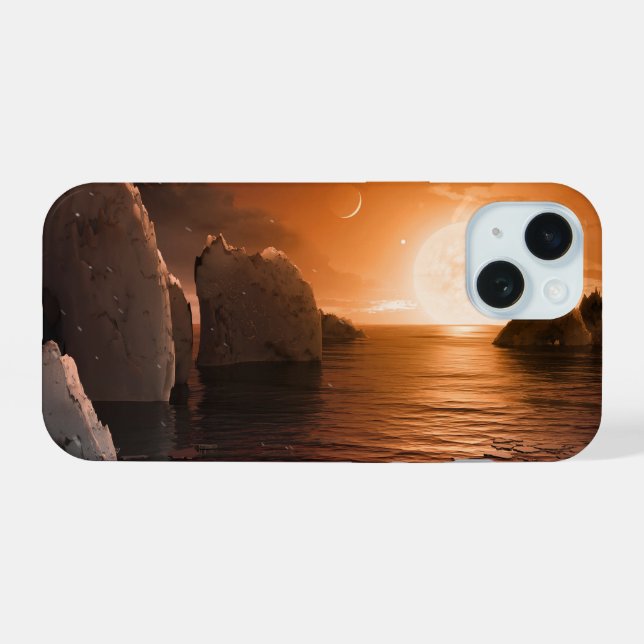 Exoplanet Trappist-1f From Its Icy Night Side. iPhone 15 Case (Back Horizontal)