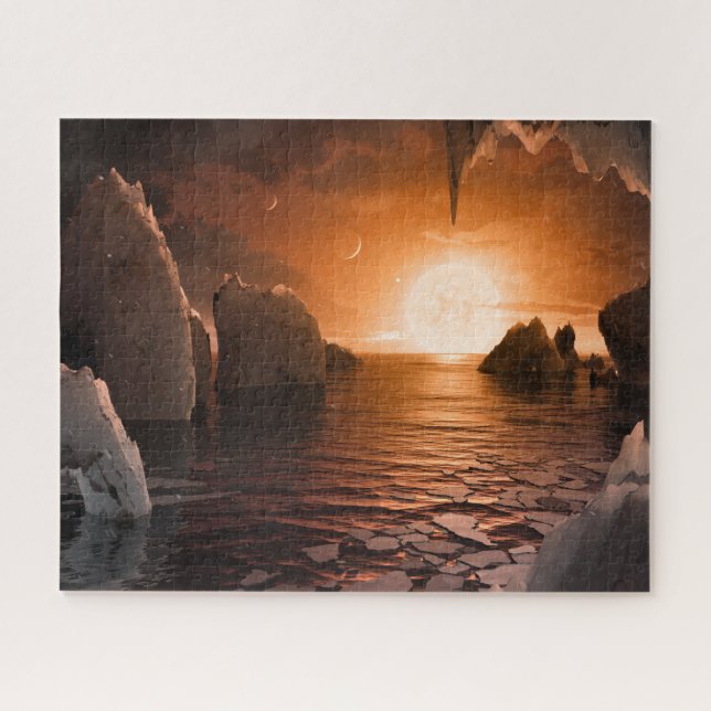Exoplanet Trappist-1f From Its Icy Night Side. Jigsaw Puzzle (Horizontal)