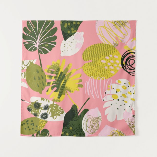 Exotic abstract tropical pattern with bright color tapestry (Front)
