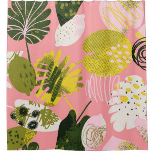 Exotic abstract tropical pattern with bright colou shower curtain