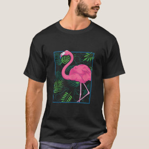 Exotic Animal Bird Palm Trees Pink Flamingo Tropic T-Shirt