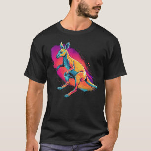 Exotic Animal Kangaroo Watercolor Painting T-Shirt