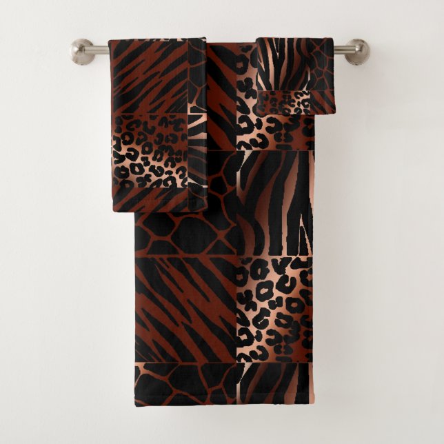 Exotic Animal Print • Leopard Zebra Giraffe Tiger  Bath Towel Set (Insitu)