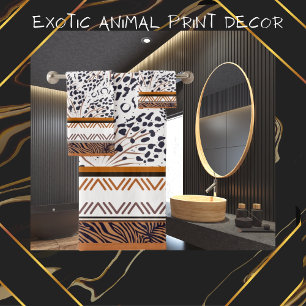 Exotic Animal Prints Brown, Rust, Black Graphics  Bath Towel Set