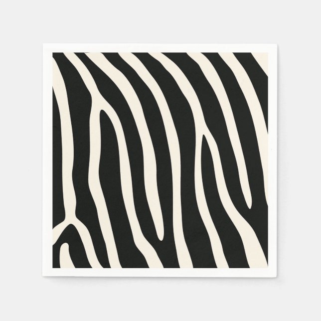 Exotic Animal Zebra Stripes in Black Napkin (Front)
