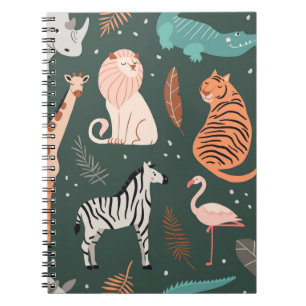 Exotic Animals: Dark Tropical Kids' Pattern. Notebook