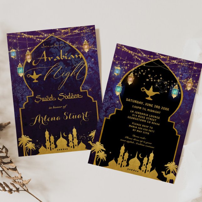Exotic Arabian Night Lanterns Aladdin Sweet 16 Invitation (Creator Uploaded)