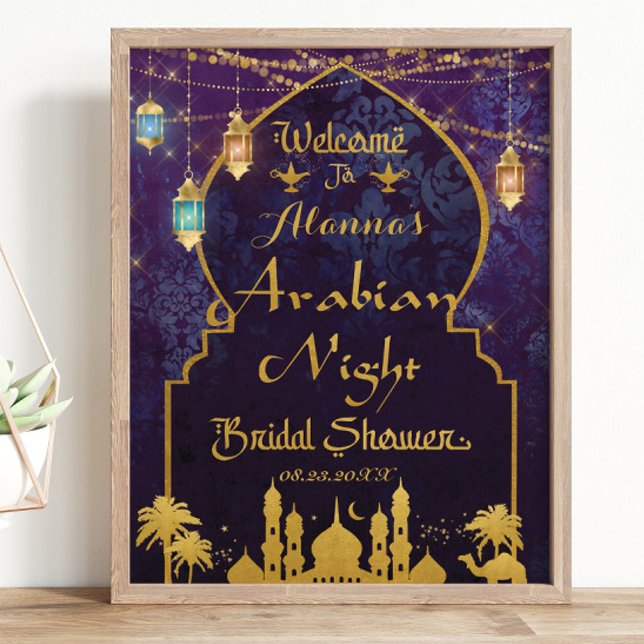 Exotic Arabian Nights Lamp Bridal Shower Welcome Poster (Creator Uploaded)