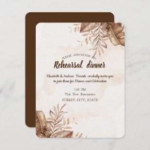 Exotic Autumn Floral Rehearsal Dinner  Invitation