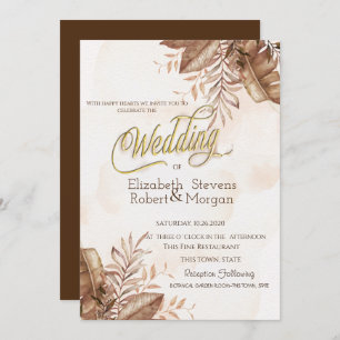 Exotic Autumn Flowers Wedding  Invitation