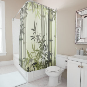 Exotic Bamboo and Dragonflies Shower Curtain