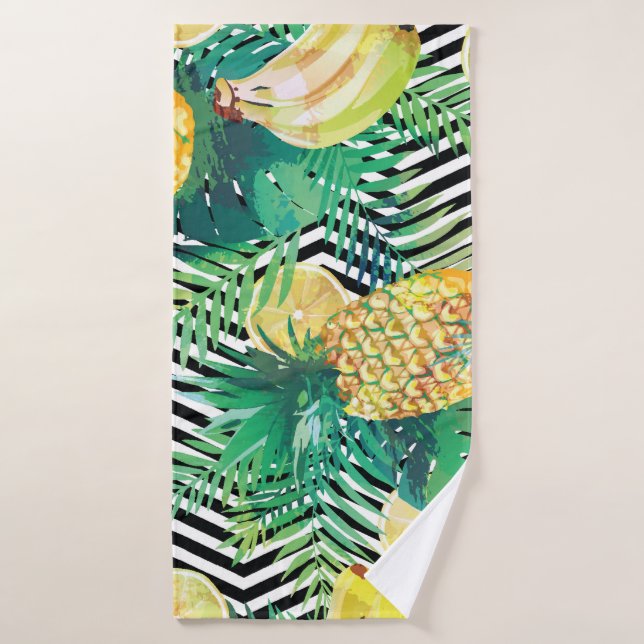 Exotic Bananas Lemons Tropical Seamless Bath Towel (Bath Towel)