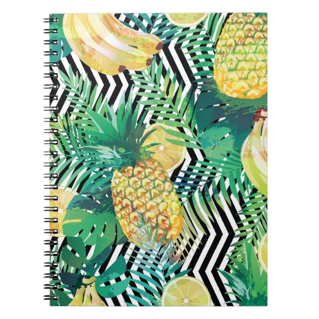 Exotic Bananas Lemons Tropical Seamless Notebook (Front)