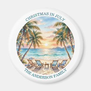 Exotic Beach Palm Trees Christmas in July Magnet