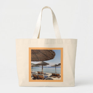 Exotic beach scene. Skiathos. Large Tote Bag