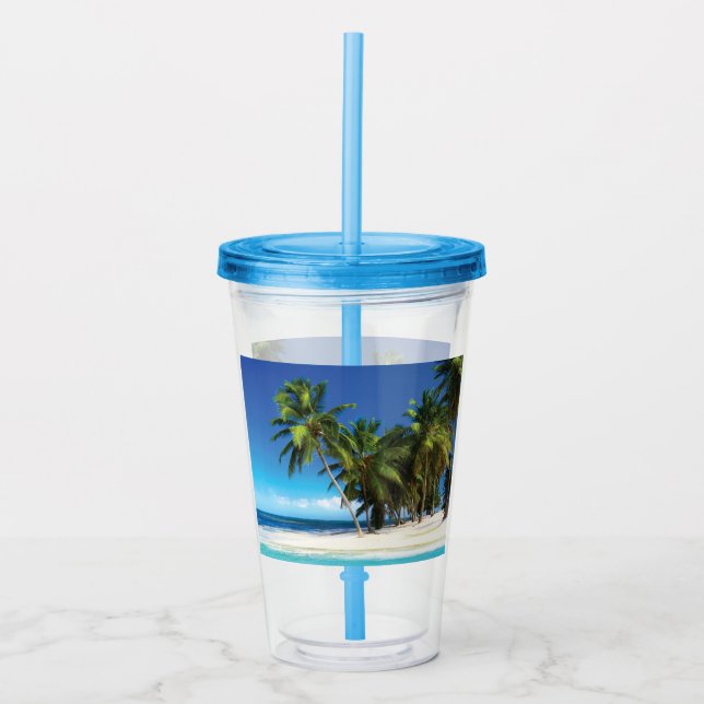 Exotic beach throw pillow acrylic tumbler (Front)