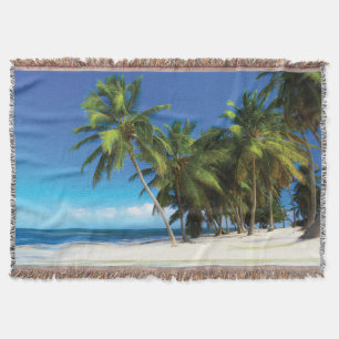 Exotic beach throw pillow blanket