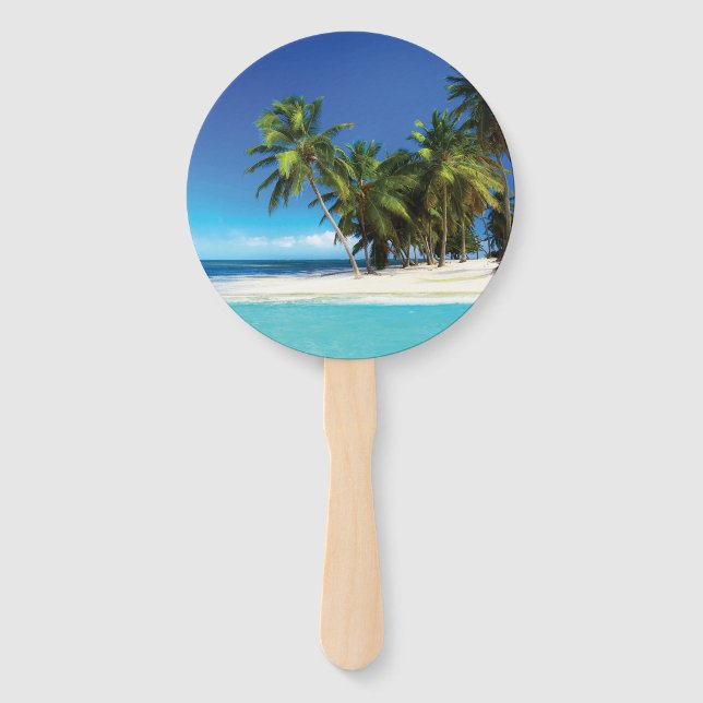 Exotic beach throw pillow hand fan (Front)