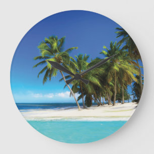 Exotic beach throw pillow large clock